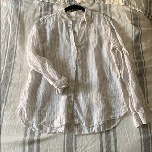 100% linen blouse White with thin stripes